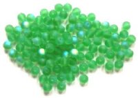 100 6mm Transparent Matte Light Green AB Glass Beads